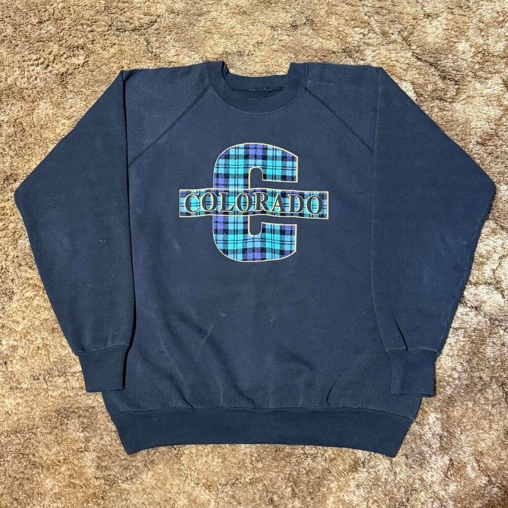 Vintage 80s Colorado Sweatshirt Crewneck Black Medium